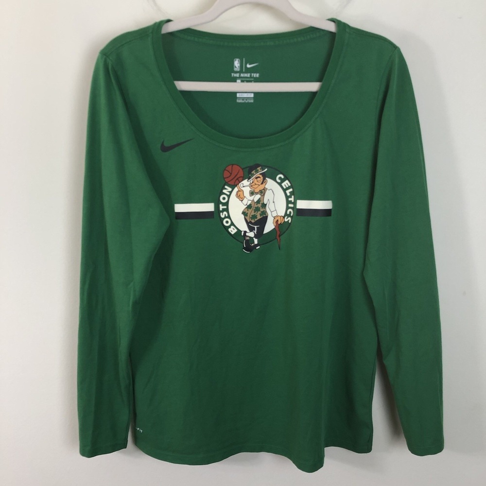 Nike Boston Celtics Essential Logo Long Sleeve T-Shirt Women's Sz L Green